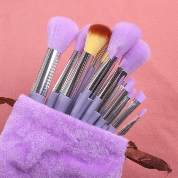 Makeup Brush Set In Velvet Bag (13 Pcs)