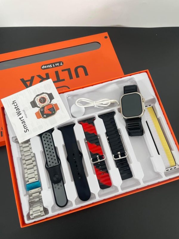 Waterproof 7-in-1 Ultra Smart Watch Series 8 with Wireless Charging and 7 Straps