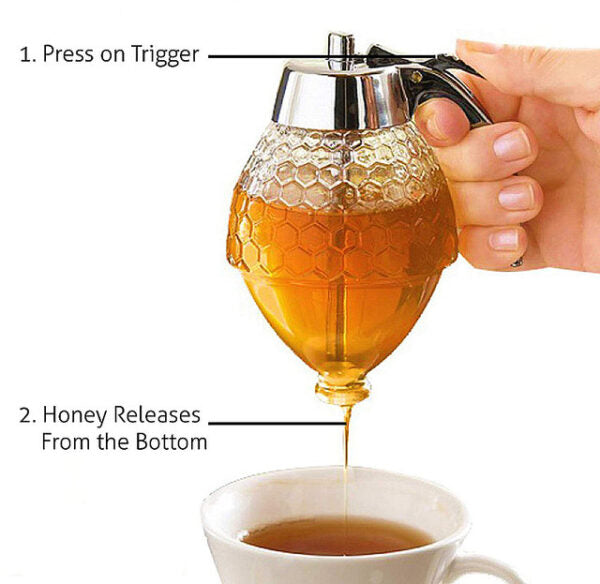 Honey Juice Syrup Dispenser Pot Jar For Kitchen Bee Drip Storage - With Premium Quality