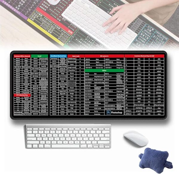 Shortcut Keyboard Mat (30*80cm) Office Software Shortcuts Pattern For Gamer, Office, Home (Premium Quality)