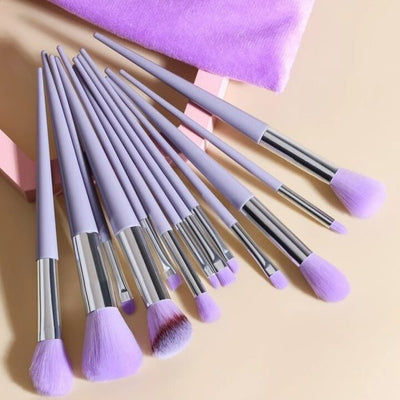 Makeup Brush Set In Velvet Bag (13 Pcs)