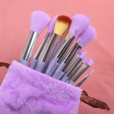 Makeup Brush Set In Velvet Bag (13 Pcs)
