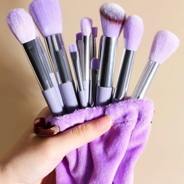 Makeup Brush Set In Velvet Bag (13 Pcs)