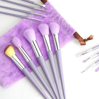 Makeup Brush Set In Velvet Bag (13 Pcs)