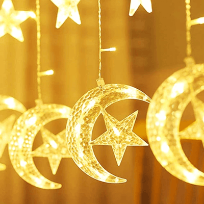 Moon & Stars Fairy Lights for Ramadan and Eid Decoration and Celebration