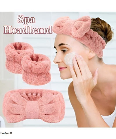 Pamper Yourself: 3-Piece Spa Headband and Wristband Set