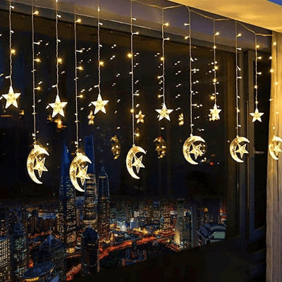 Moon & Stars Fairy Lights for Ramadan and Eid Decoration and Celebration