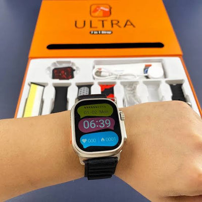 Waterproof 7-in-1 Ultra Smart Watch Series 8 with Wireless Charging and 7 Straps