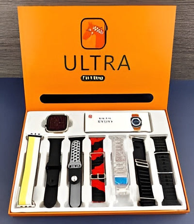 Waterproof 7-in-1 Ultra Smart Watch Series 8 with Wireless Charging and 7 Straps