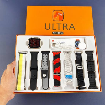 Waterproof 7-in-1 Ultra Smart Watch Series 8 with Wireless Charging and 7 Straps