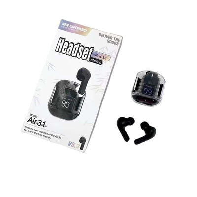 Air31 Wireless Earbuds Transparent With Deep Bass & Battery Display (Imported)