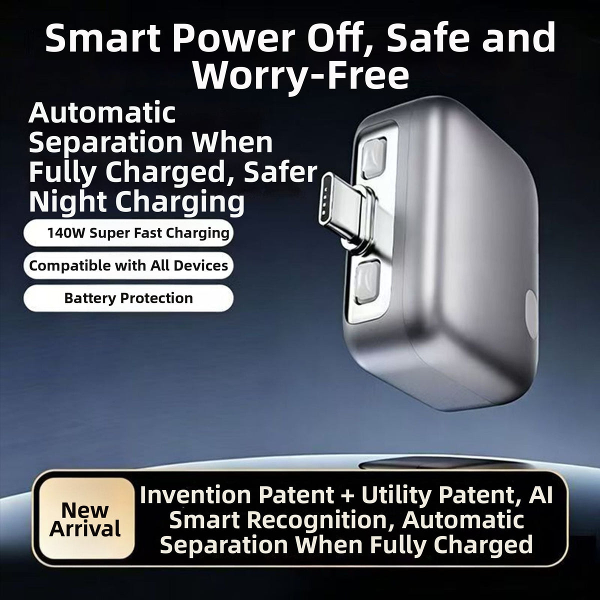Smart Full Charge Separator Charging Protector Auto Power Off Fire-resistant PC Type-C 5V-28V Input 0-5A Output