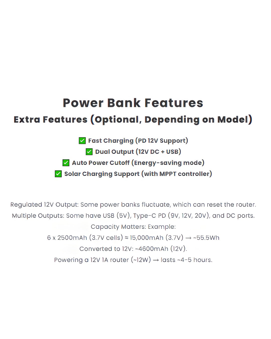 12V wifi router mini UPS 20000 mAH