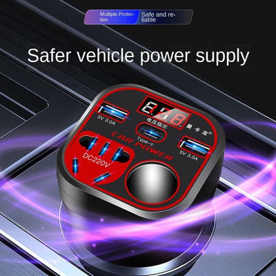 Car Charger Multificer 12v 24v 220 type v c Fast charging 3 USB Socket