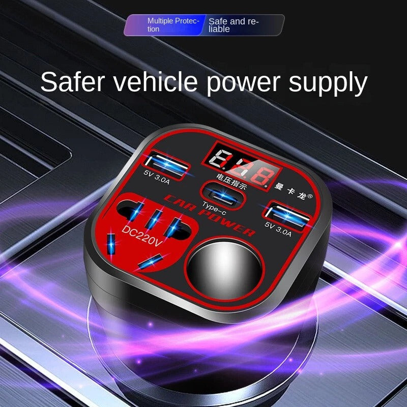 Car Charger Multificer 12v 24v 220 type v c Fast charging 3 USB Socket
