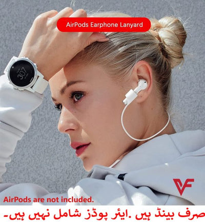 Anti Lost Silicone Earphone Rope Holder Cable For Airpods Strap (combo Deal 1 Black X 1 White )