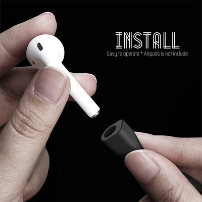 Anti Lost Silicone Earphone Rope Holder Cable For Airpods Strap (combo Deal 1 Black X 1 White )