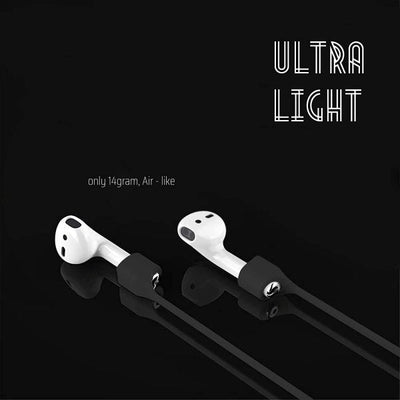 Anti Lost Silicone Earphone Rope Holder Cable For Airpods Strap (combo Deal 1 Black X 1 White )