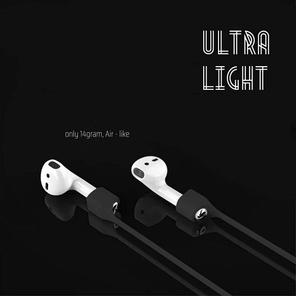 Anti Lost Silicone Earphone Rope Holder Cable For Airpods Strap (combo Deal 1 Black X 1 White )