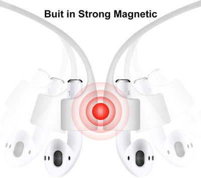 Anti Lost Silicone Earphone Rope Holder Cable For Airpods Strap (combo Deal 1 Black X 1 White )