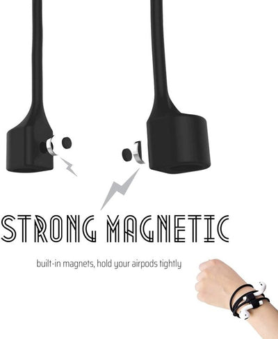 Anti Lost Silicone Earphone Rope Holder Cable For Airpods Strap (combo Deal 1 Black X 1 White )