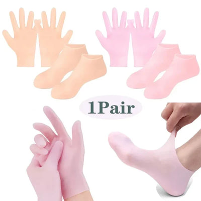 Silicone Moisturizing Gel Socks & Gloves Pack (64g) | Deep Repair for Dry Hands & Feet | Winter Care Deal