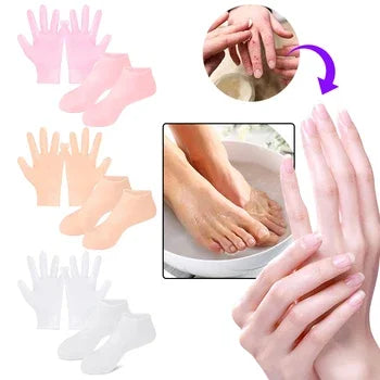 Silicone Moisturizing Gel Socks & Gloves Pack (64g) | Deep Repair for Dry Hands & Feet | Winter Care Deal