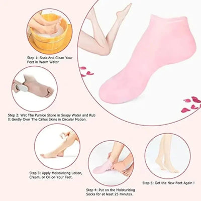 Silicone Moisturizing Gel Socks & Gloves Pack (64g) | Deep Repair for Dry Hands & Feet | Winter Care Deal