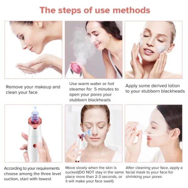 Face Vacuum Blackhead Remover Pore Cleaner | Electric Deep Cleansing Tool For Nose & Face
