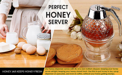 Honey Juice Syrup Dispenser Pot Jar For Kitchen Bee Drip Storage -  With Premium Quality