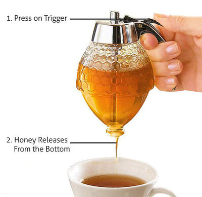 Honey Juice Syrup Dispenser Pot Jar For Kitchen Bee Drip Storage -  With Premium Quality