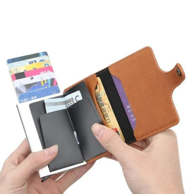 Leather Wallet & Pop Up Card Holder For Men And Women (random Color)