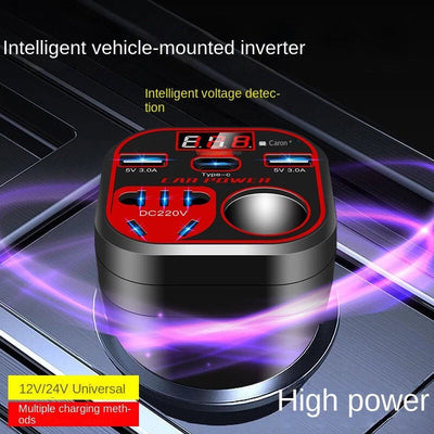 Car Charger Multificer 12v 24v 220 type v c Fast charging 3 USB Socket