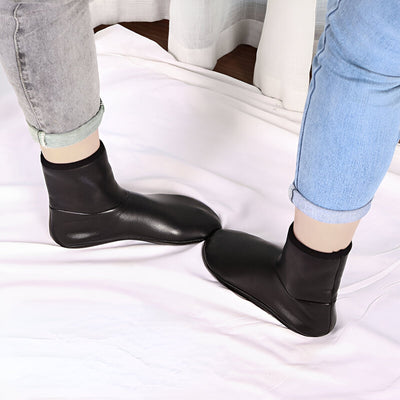 Indoor Home Soft Leather Thermal Boat Slipper for Men and Women, Unisex