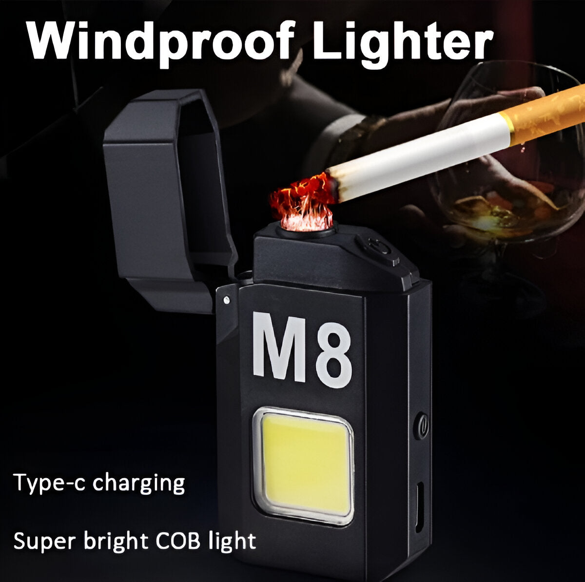 Dh-001 Cob Led Flashlight With Lighters (Premium Quality)