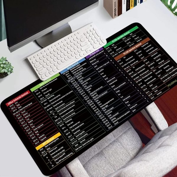 Shortcut Keyboard Mat (30*80cm) Office Software Shortcuts Pattern For Gamer, Office, Home (Premium Quality)