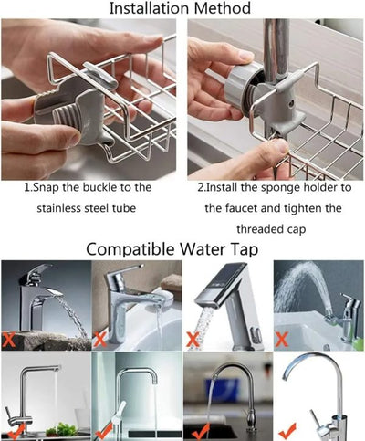 Stainless Steel Kitchen Sponge Holder Sink Caddy Organizer